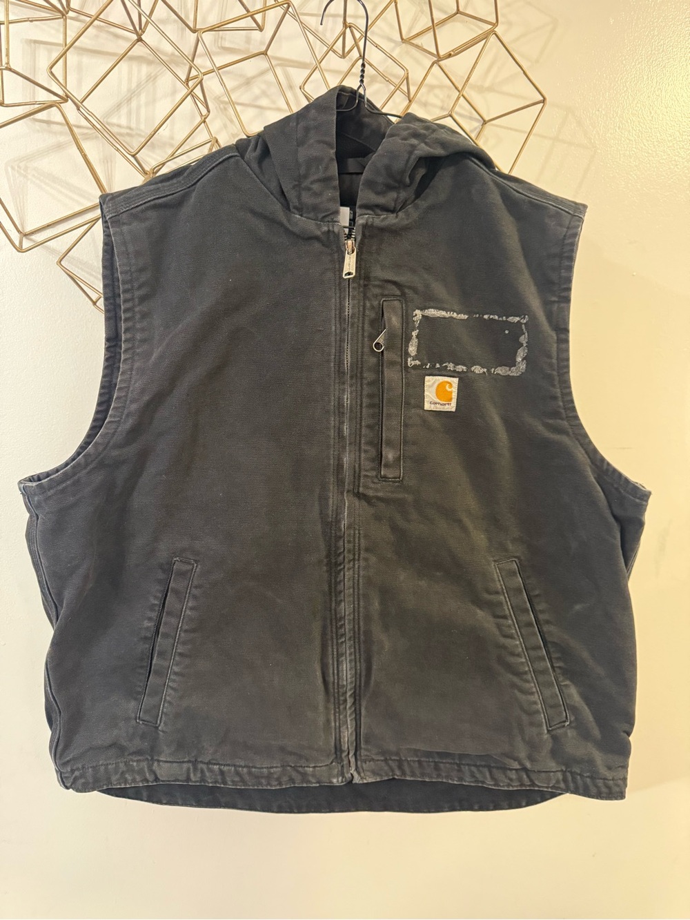 Men’s Carhartt Black Hooded Sleeveless Work Vest